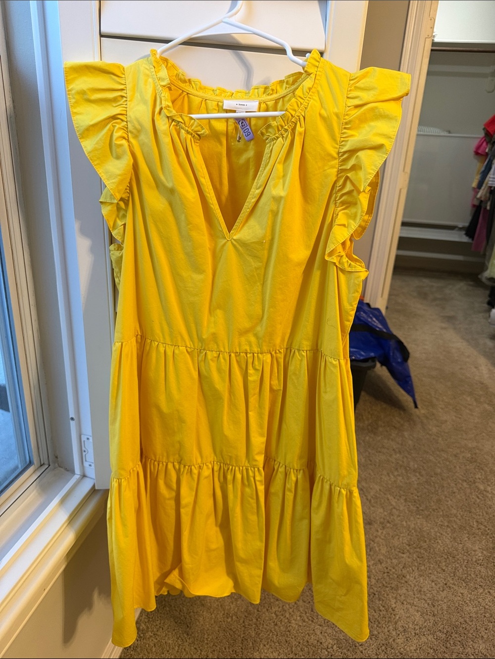 Bright Yellow tiered Ruffle Mini Dress